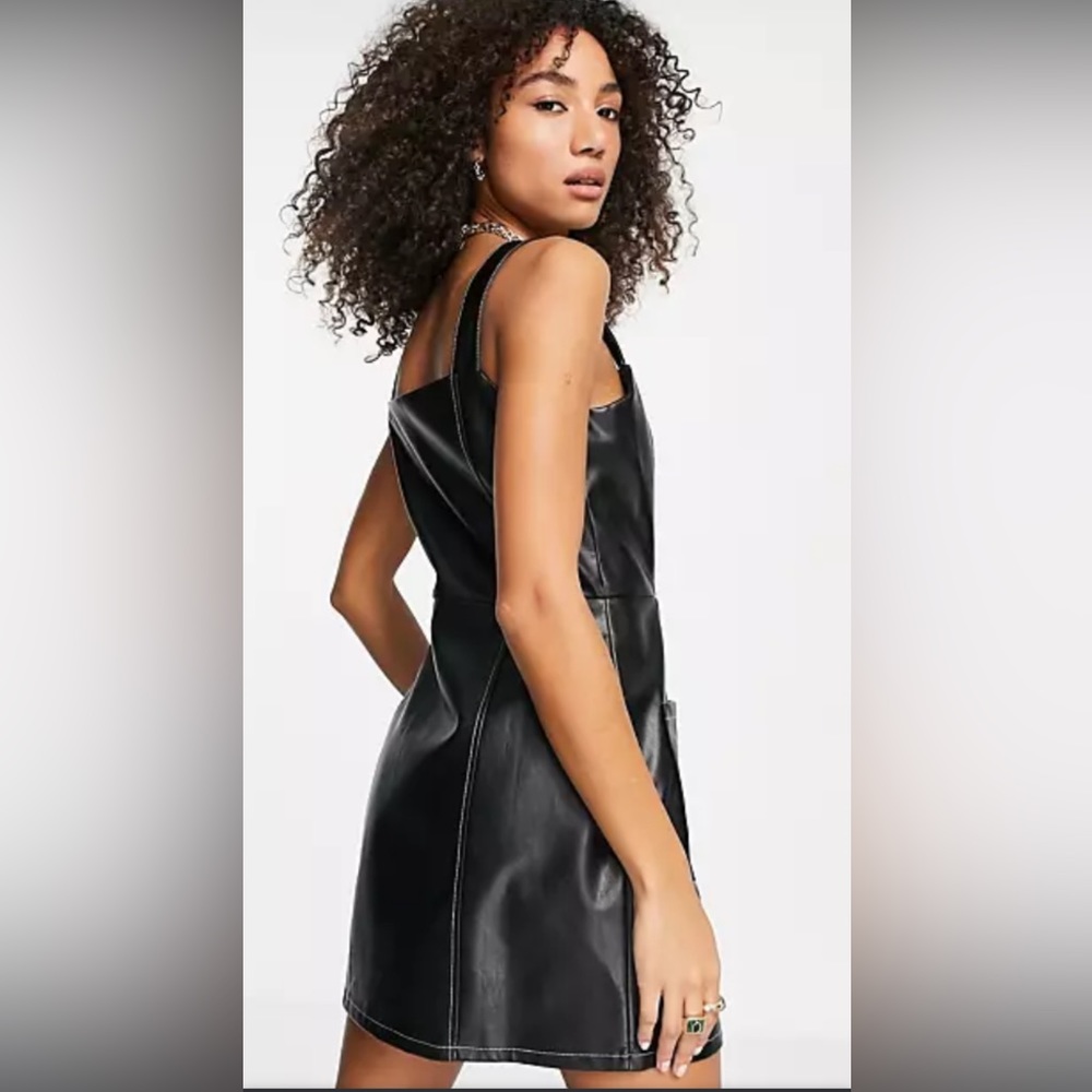 Adorable Reclaimed Vintage Black PU Leather Mini Dress 😍